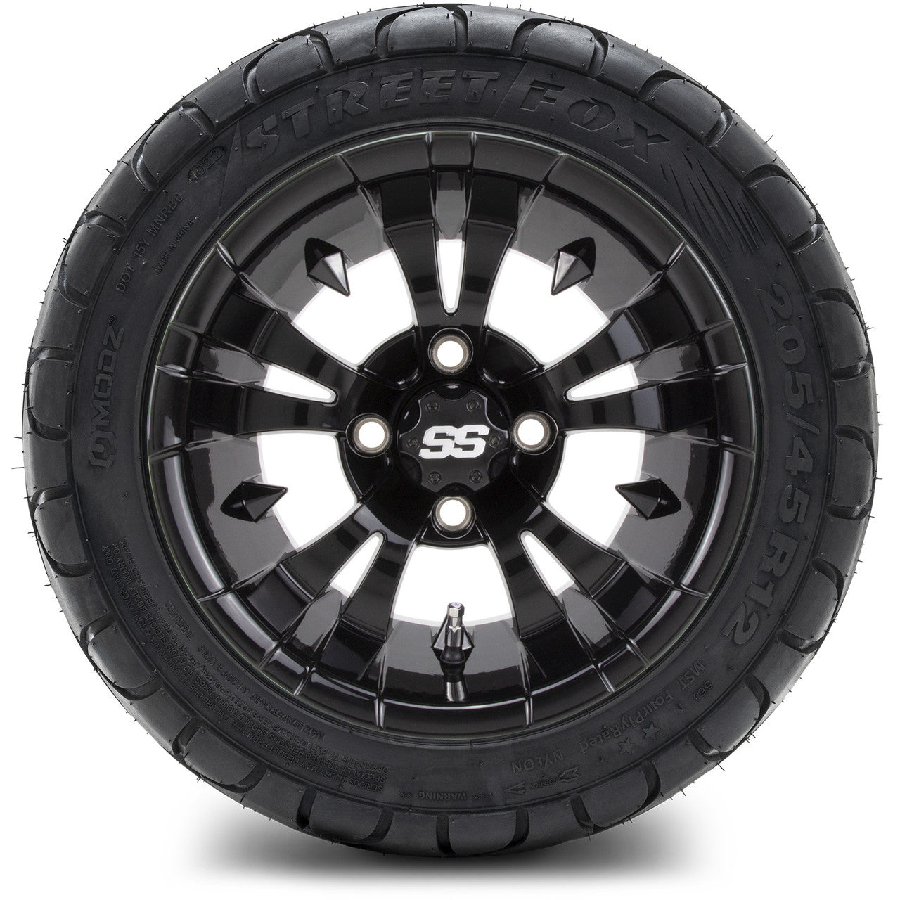 MODZ® 12" Vampire Glossy Black Wheels & Street Tires Combo