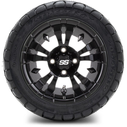 MODZ® 12" Vampire Glossy Black Wheels & Street Tires Combo
