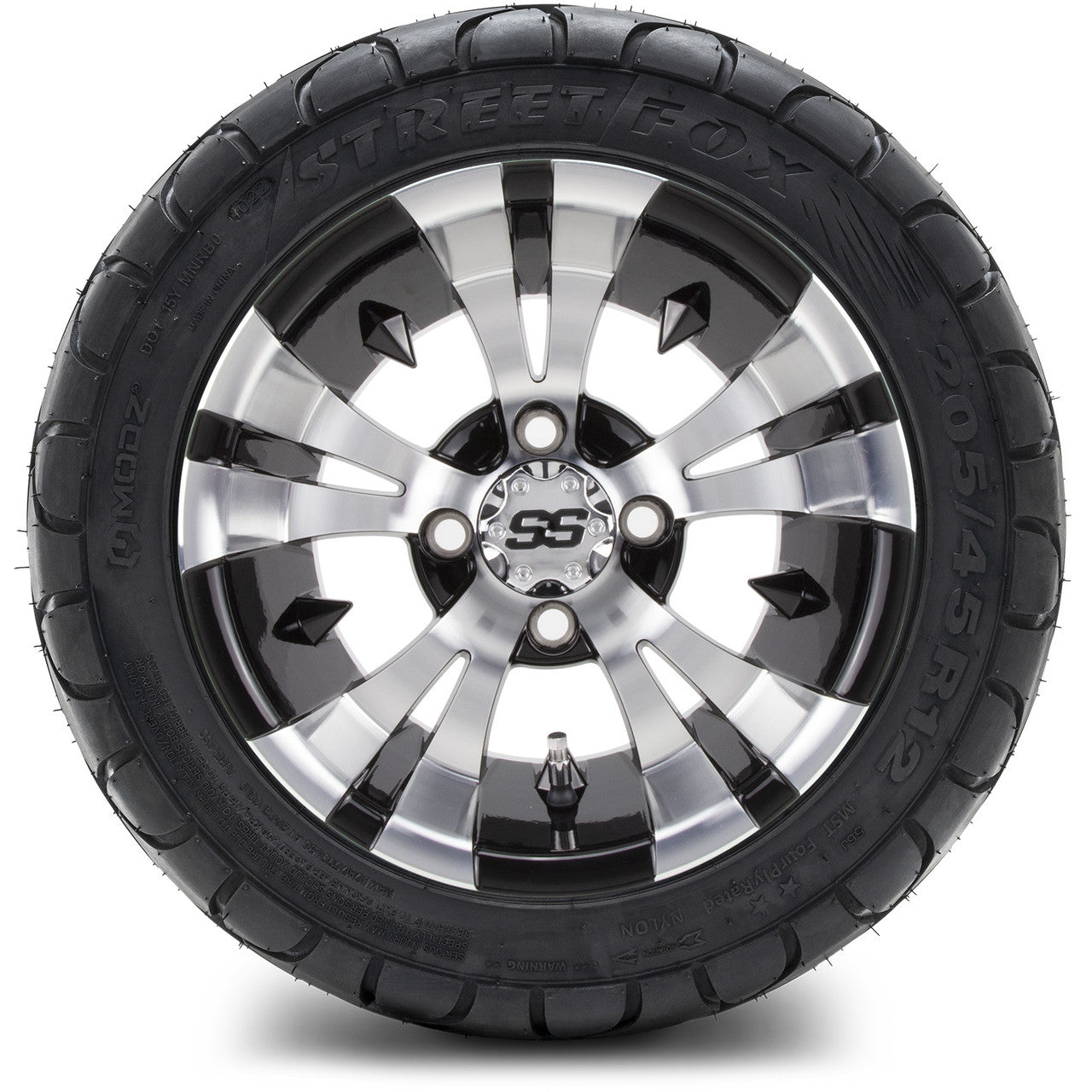 MODZ® 12" Vampire Machined Black Wheels & Street Tires Combo