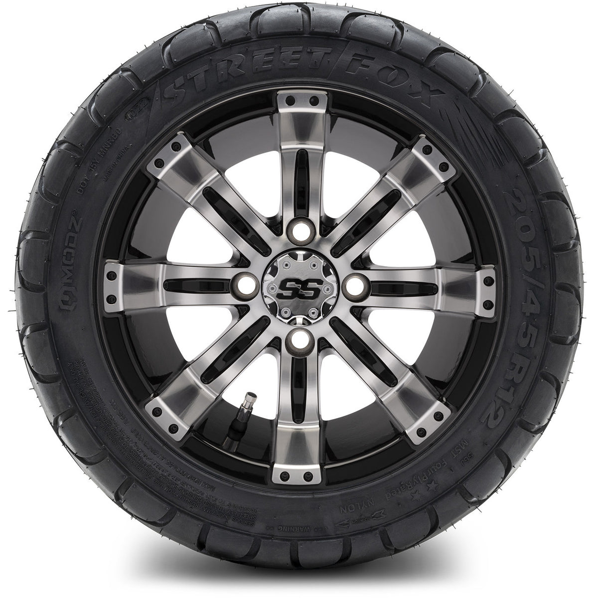 MODZ® 12" Tempest Machined Black Wheels & Street Tires Combo