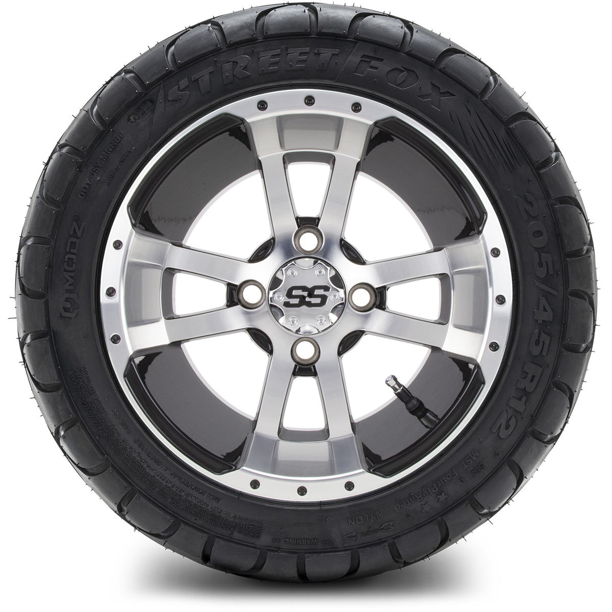MODZ® 12" Storm Trooper Machined Black Wheels & Street Tires Combo