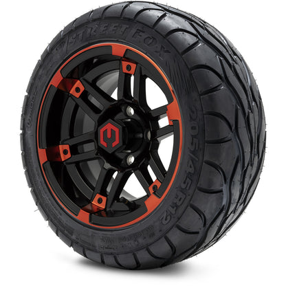 MODZ® 12" Aftershock Red and Black Wheels & Street Tires Combo