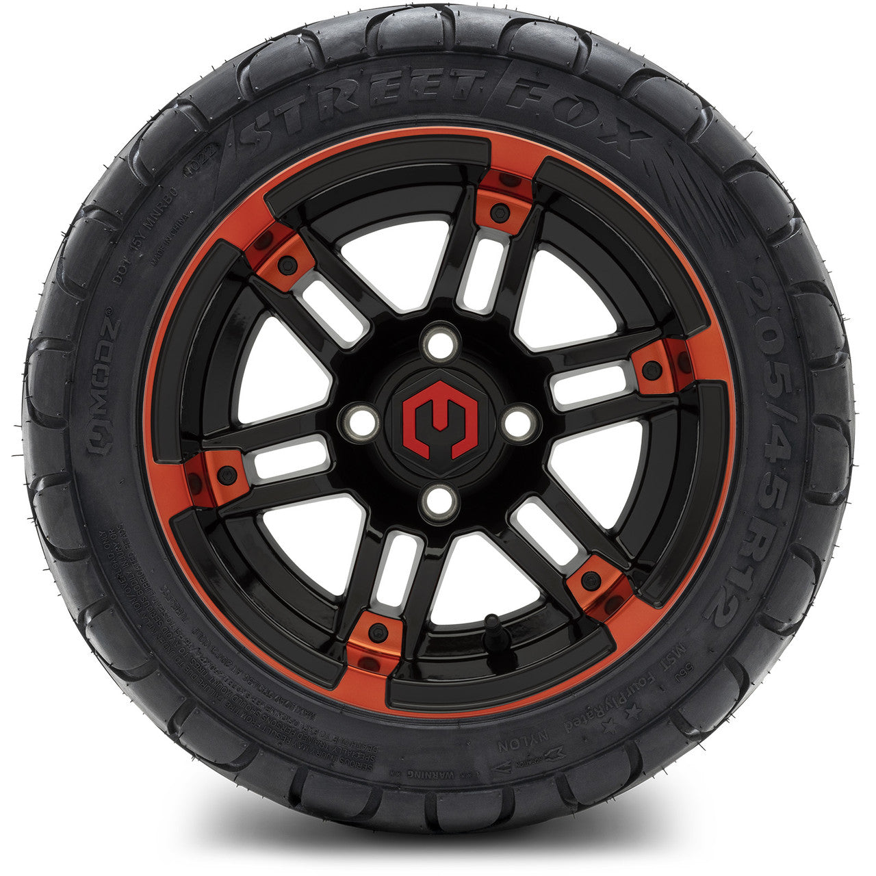 MODZ® 12" Aftershock Red and Black Wheels & Street Tires Combo