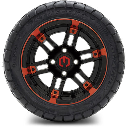 MODZ® 12" Aftershock Red and Black Wheels & Street Tires Combo
