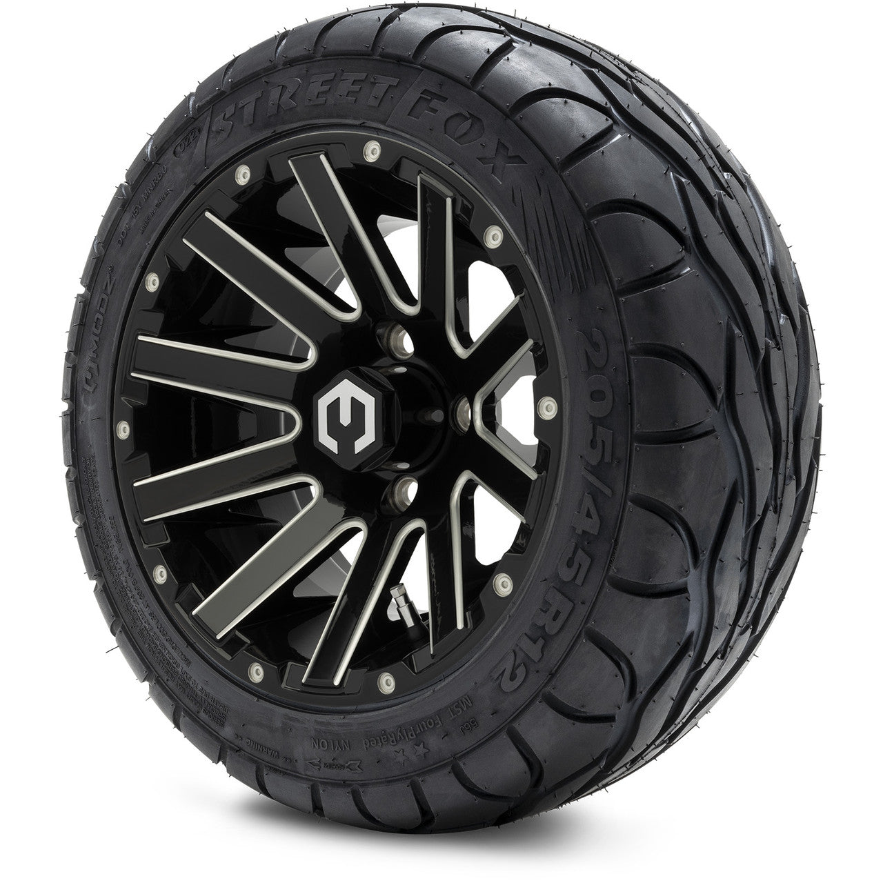 MODZ® 12" Mauler Glossy Black with Ball Mill Wheels & Street Tires Combo