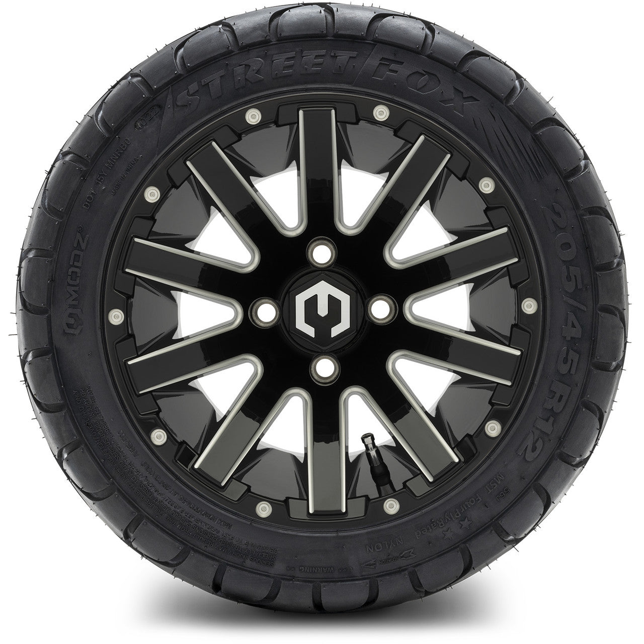 MODZ® 12" Mauler Glossy Black with Ball Mill Wheels & Street Tires Combo