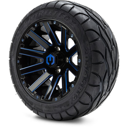 MODZ® 12" Mauler Glossy Black and Blue with Ball Mill Wheels & Street Tires Combo