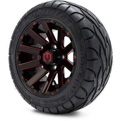 MODZ® 12" Mauler Glossy Black and Red with Ball Mill Wheels & Street Tires Combo