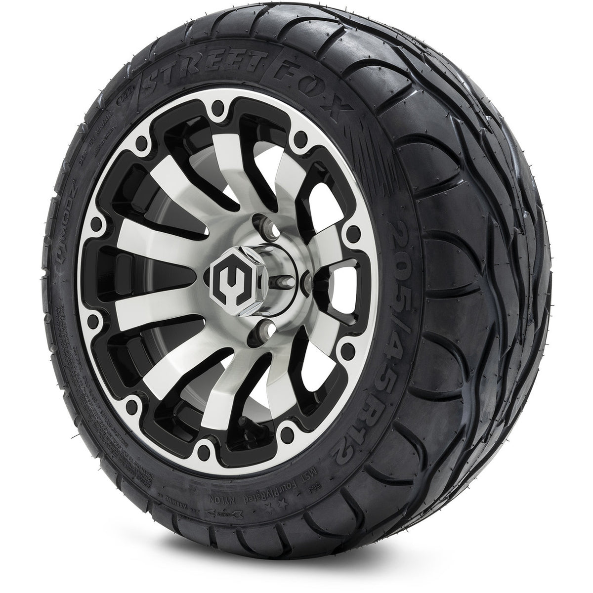 MODZ® 12" Bomber Machined Black Wheels & Street Tires Combo