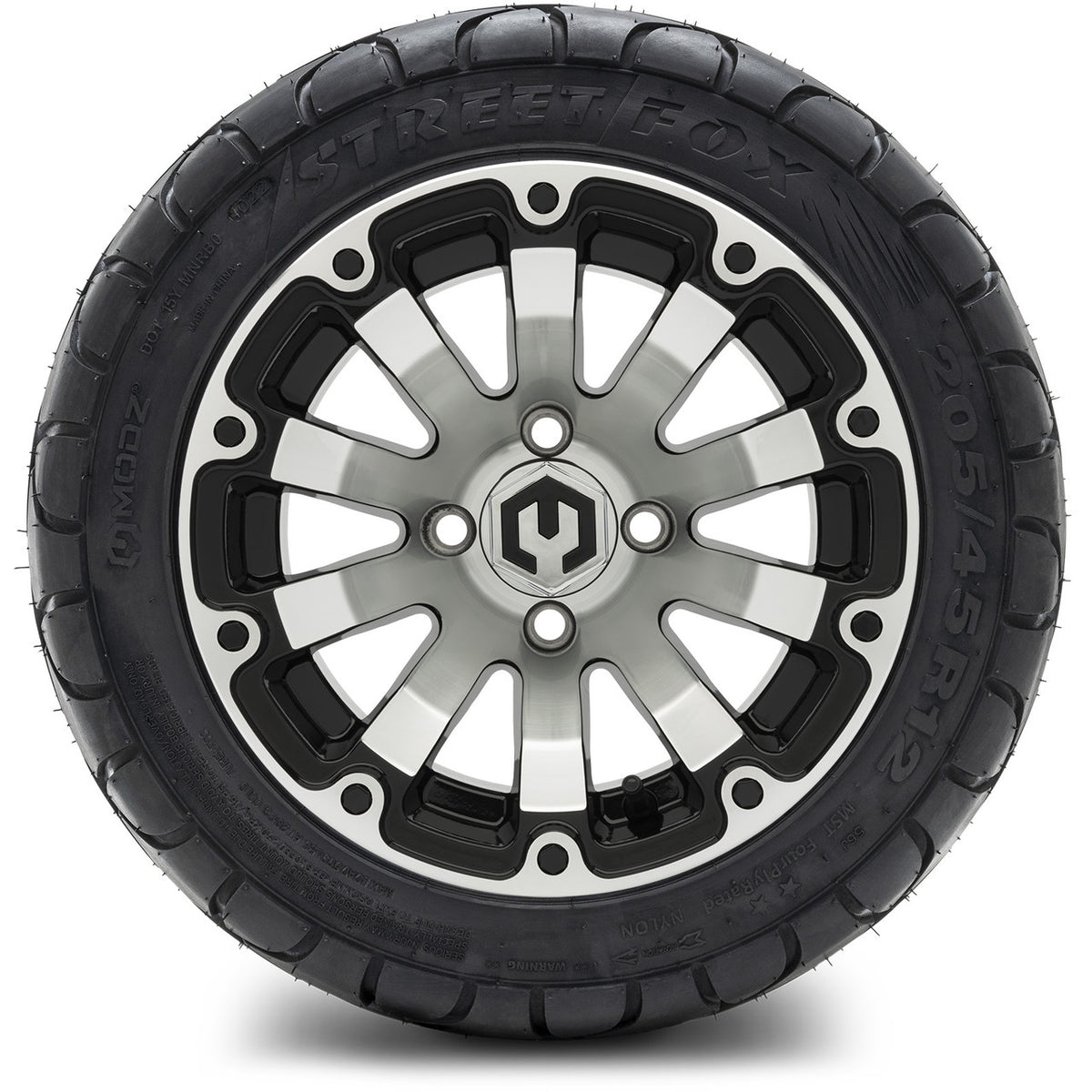 MODZ® 12" Bomber Machined Black Wheels & Street Tires Combo