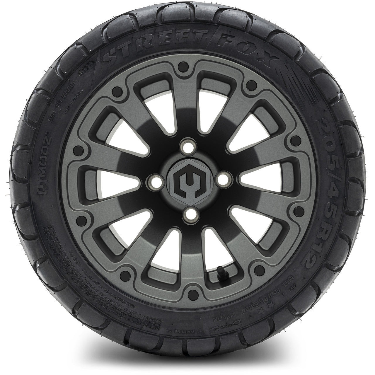 MODZ® 12" Bomber Matte Gunmetal Wheels & Street Tires Combo