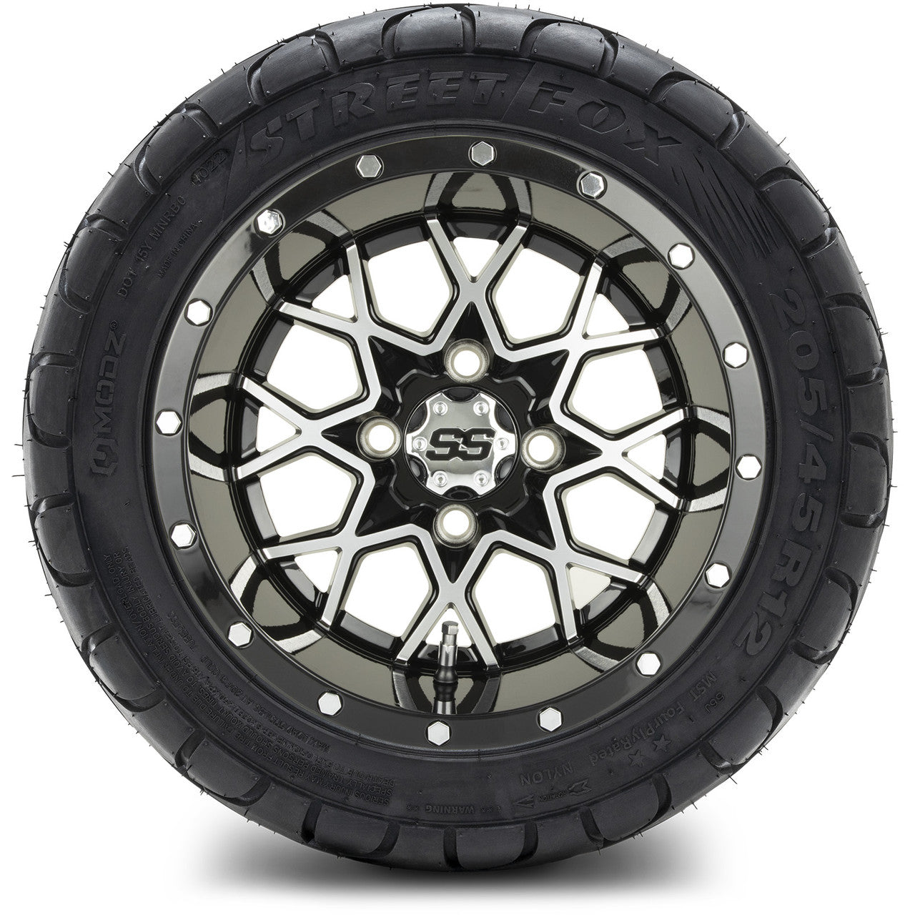 MODZ® 12" Vortex Machined Black Wheels & Street Tires Combo