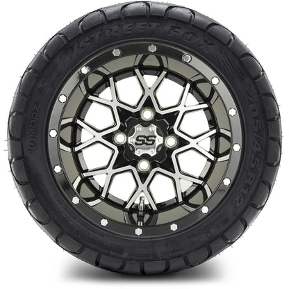 MODZ® 12" Vortex Machined Black Wheels & Street Tires Combo