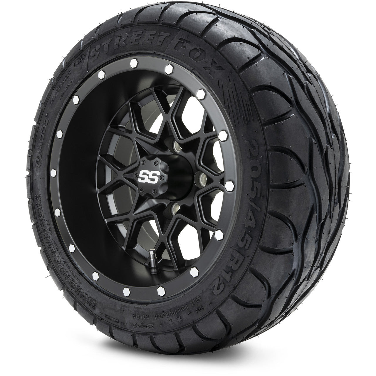 MODZ® 12" Vortex Matte Black Wheels & Street Tires Combo