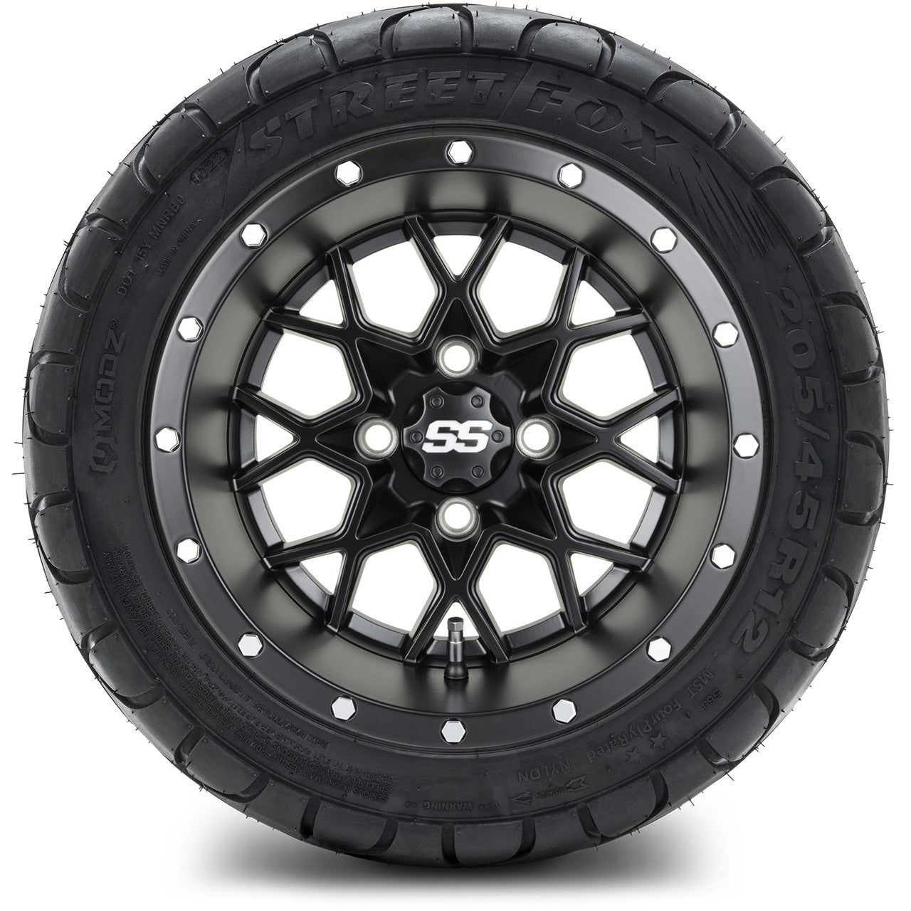 MODZ® 12" Vortex Matte Black Wheels & Street Tires Combo