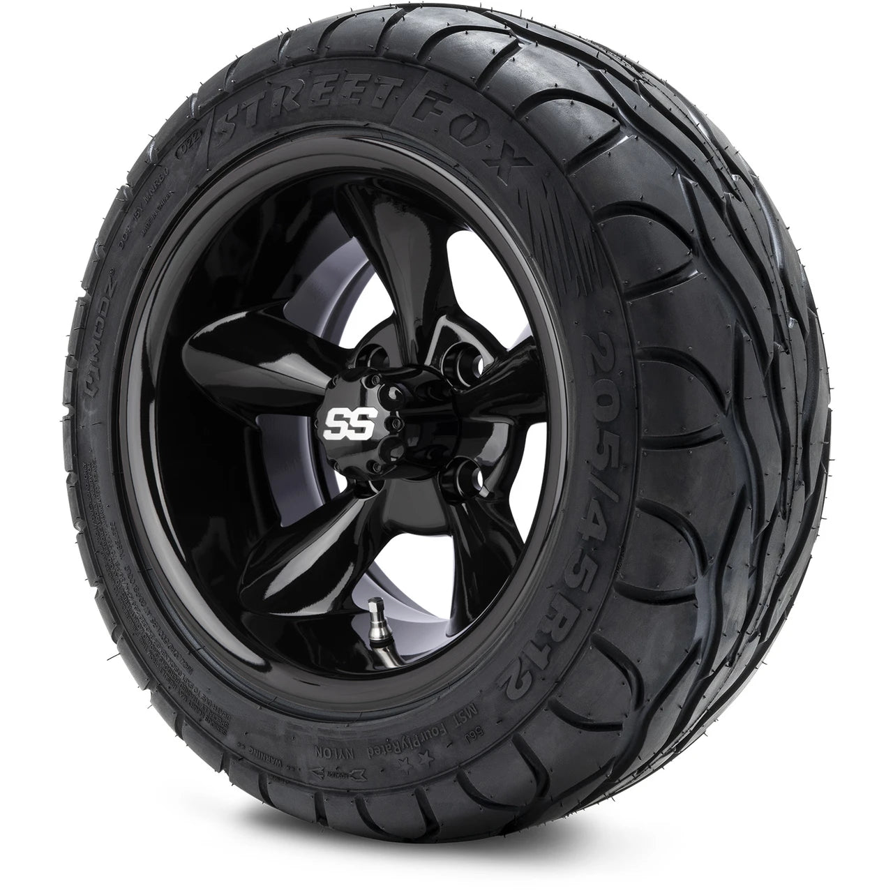 MODZ® 12" Godfather Glossy Black Wheels & Street Tires Combo
