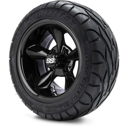 MODZ® 12" Godfather Glossy Black Wheels & Street Tires Combo