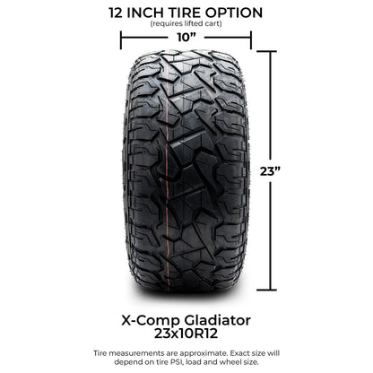MODZ® 12" Steel D-Window Glossy Black Wheels & Off-Road Tires Combo