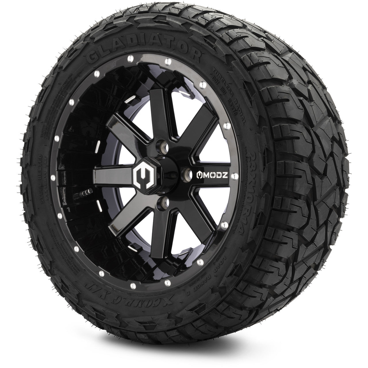 MODZ® 14" Assault Glossy Black with Ball Mill Wheels & Off-Road Tires Combo