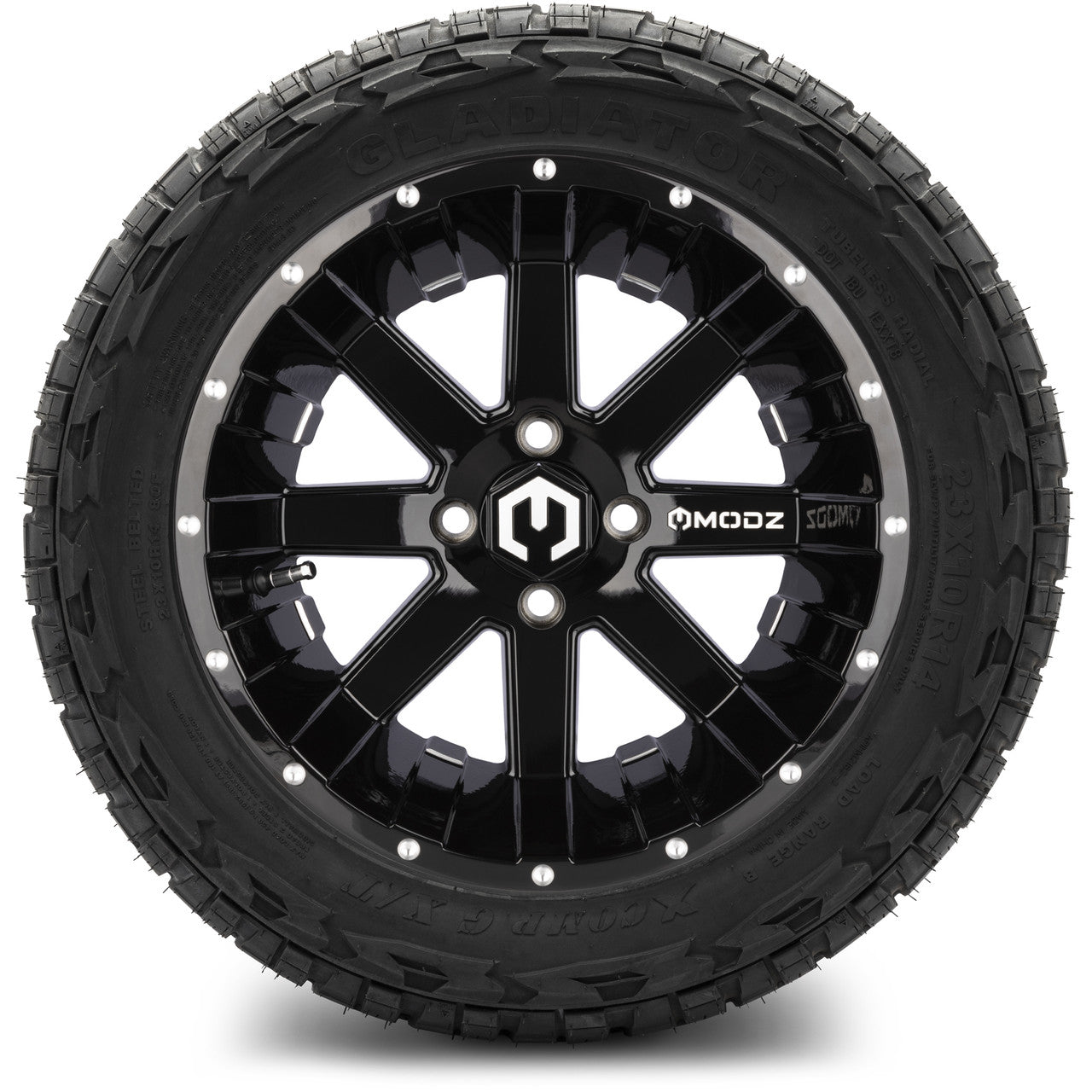 MODZ® 14" Assault Glossy Black with Ball Mill Wheels & Off-Road Tires Combo
