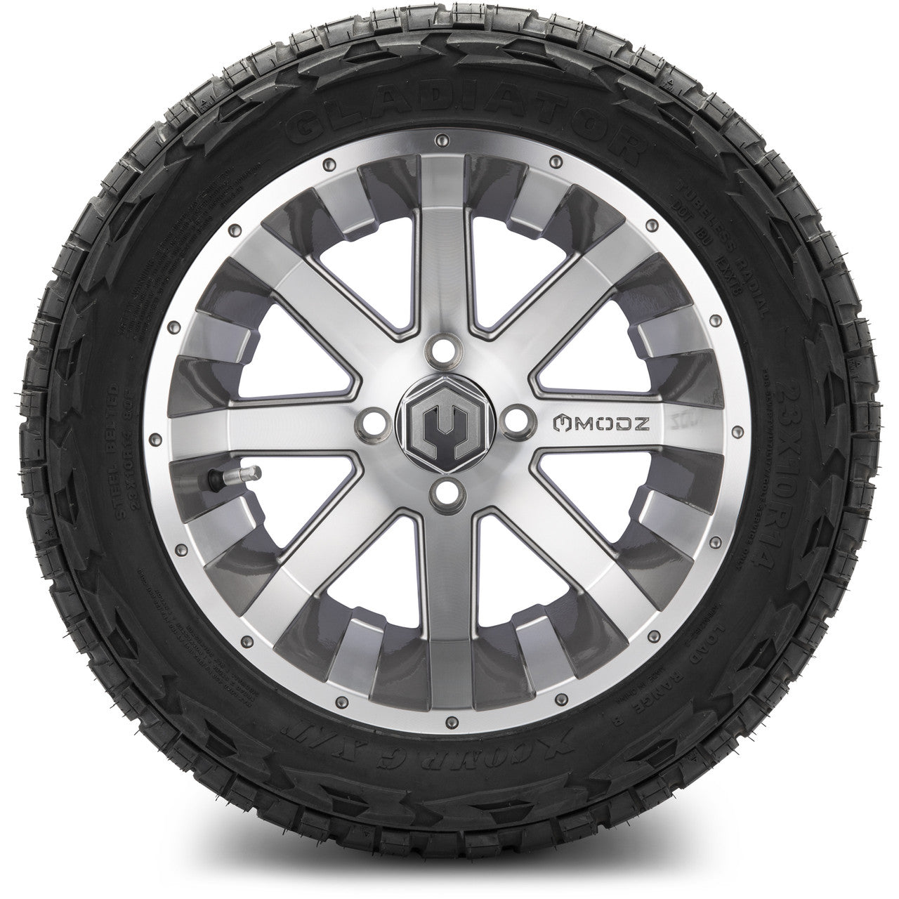 MODZ® 14" Assault Machined Gunmetal Wheels & Off-Road Tires Combo