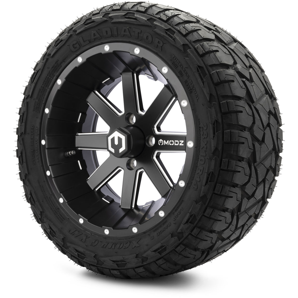 MODZ® 14" Assault Matte Black with Ball Mill Wheels & Off-Road Tires Combo