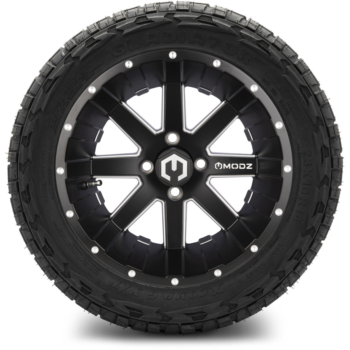 MODZ® 14" Assault Matte Black with Ball Mill Wheels & Off-Road Tires Combo