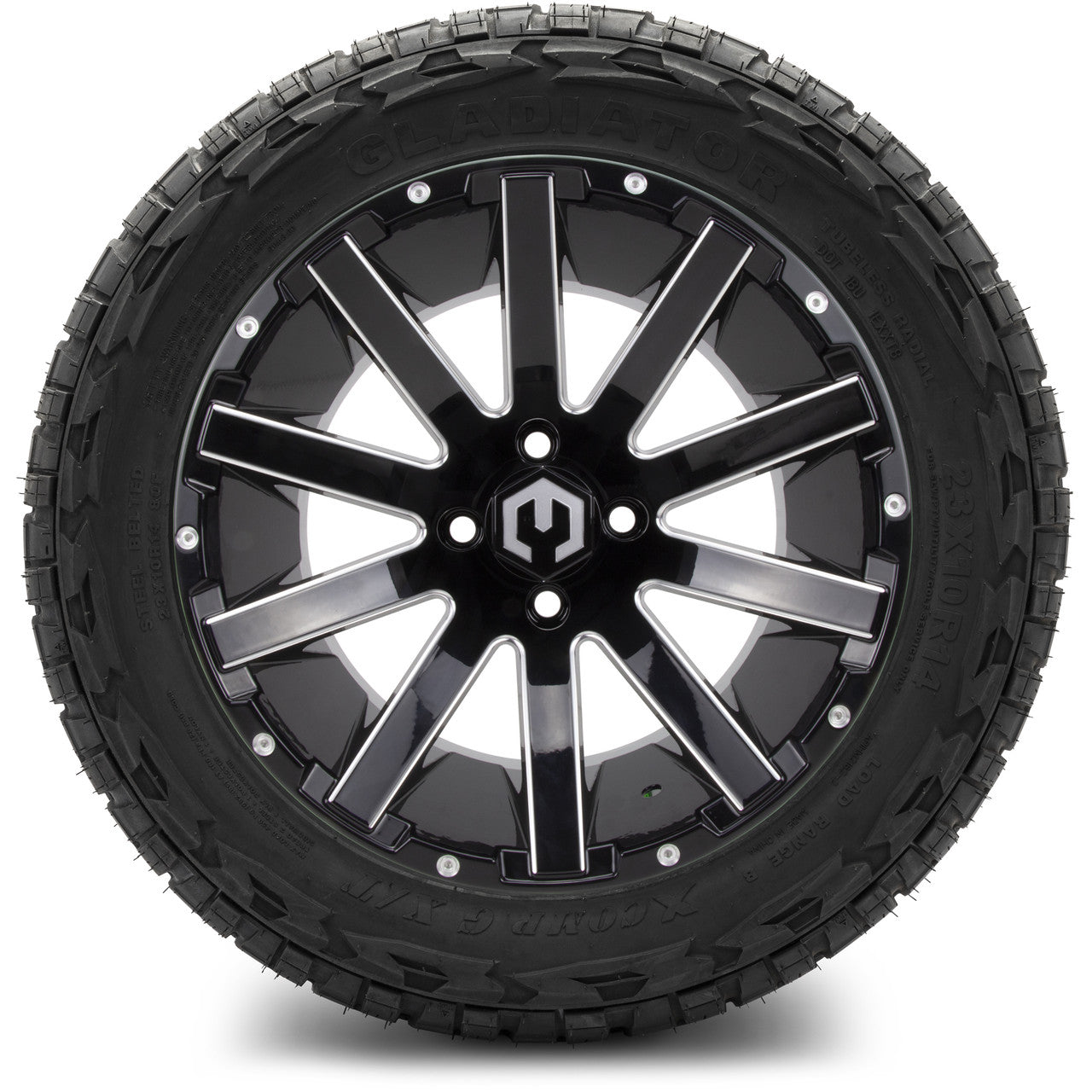 MODZ® 14" Mauler Glossy Black with Ball Mill Wheels & Off-Road Tires Combo
