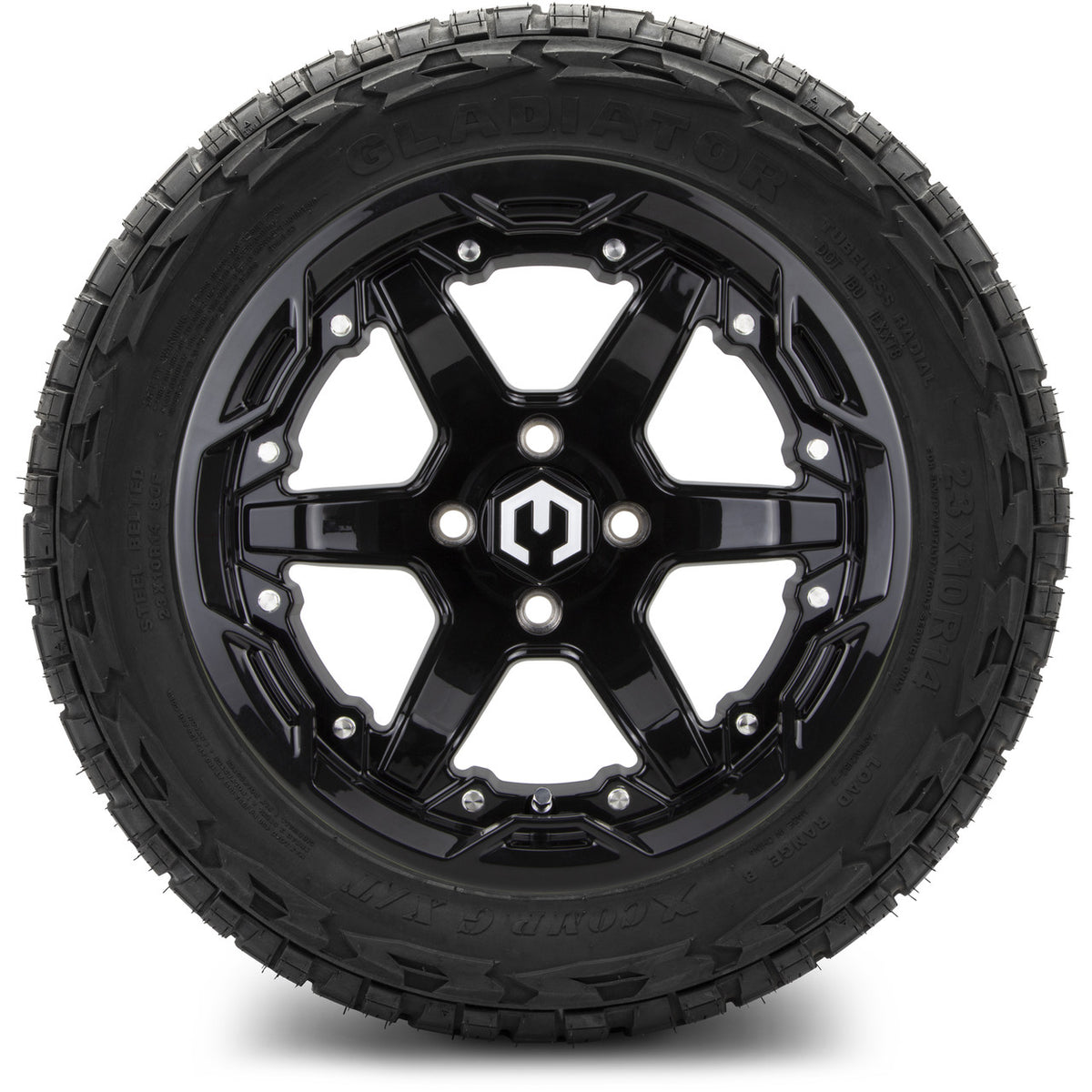 MODZ® 14" Gladiator Glossy Black Wheels and Off-Road Tires Combo