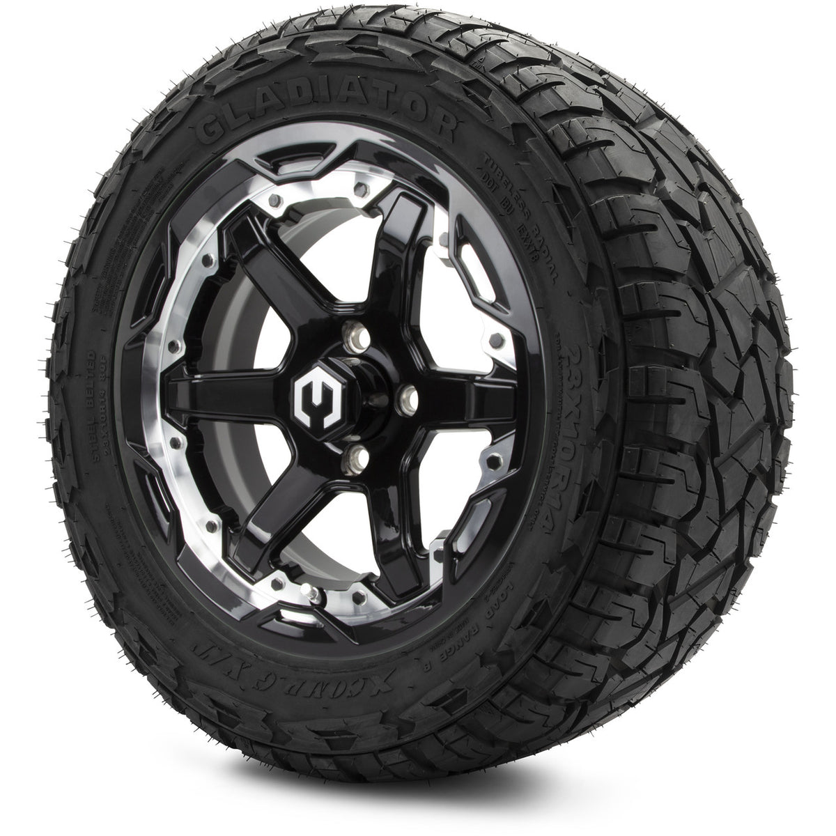 MODZ® 14" Gladiator Machine & Black Wheels and Off-Road Tires Combo