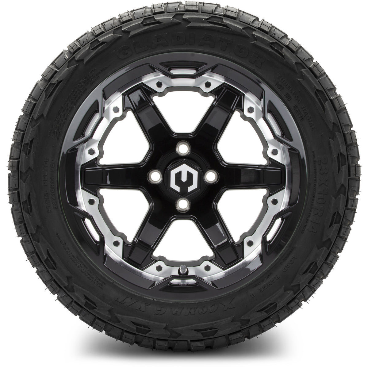 MODZ® 14" Gladiator Machine & Black Wheels and Off-Road Tires Combo