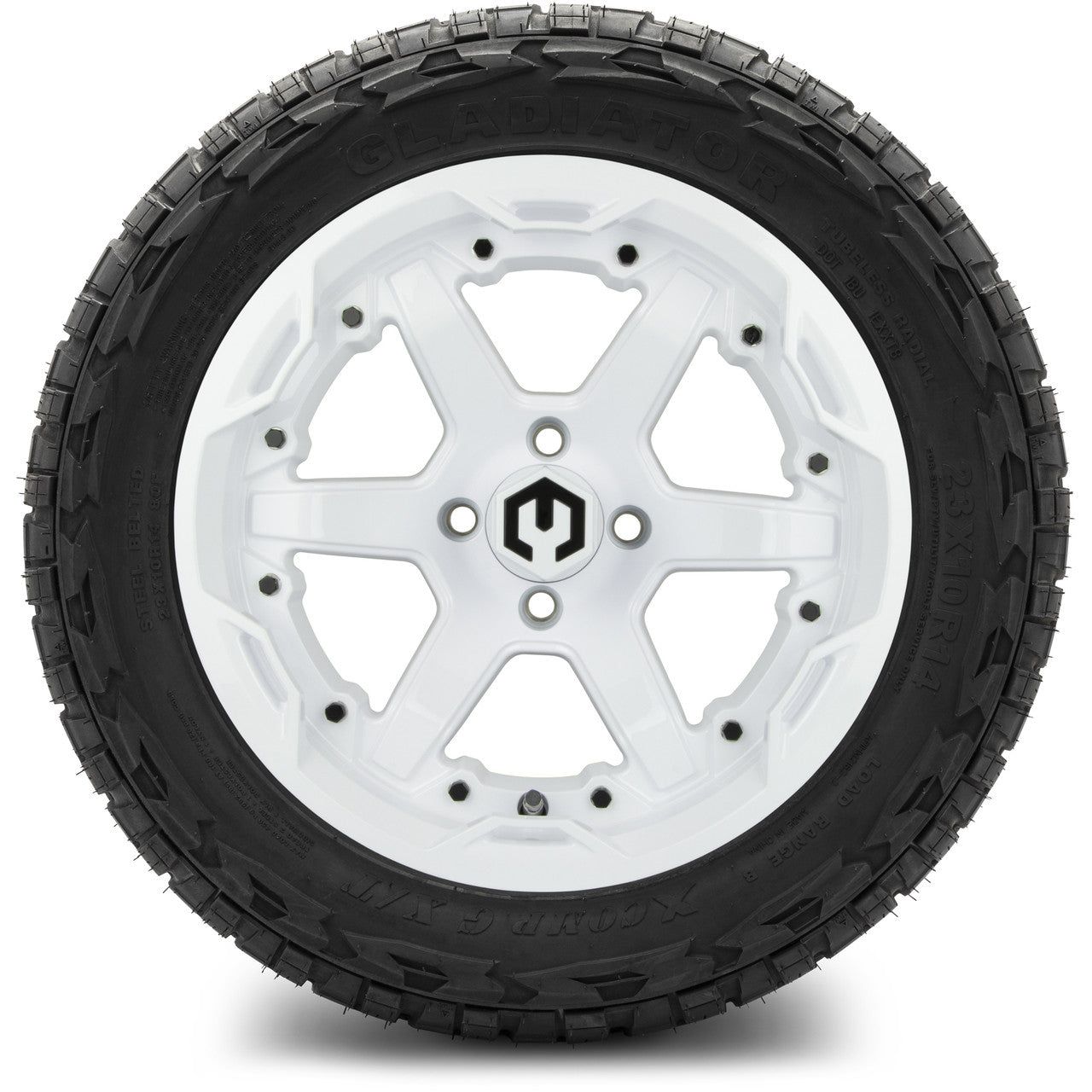 MODZ® 14" Gladiator Glossy White Wheels & Off-Road Tires Combo