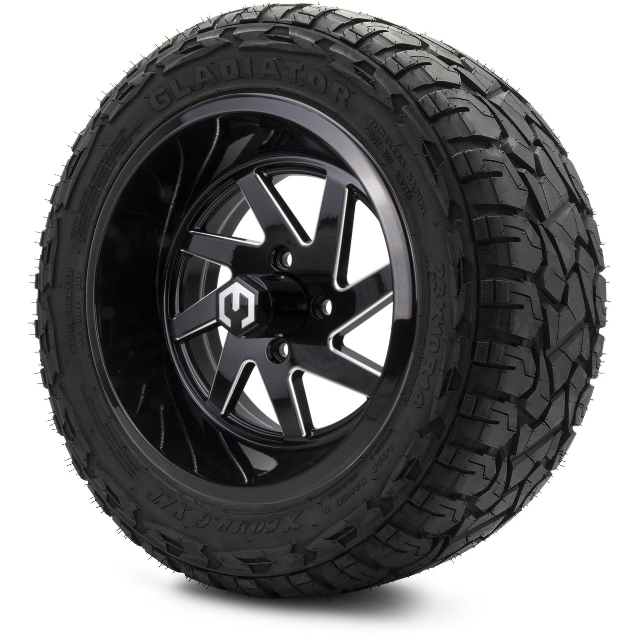 MODZ® 14" Fury Glossy Black with Ball Mill Wheels & Off-Road Tires Combo