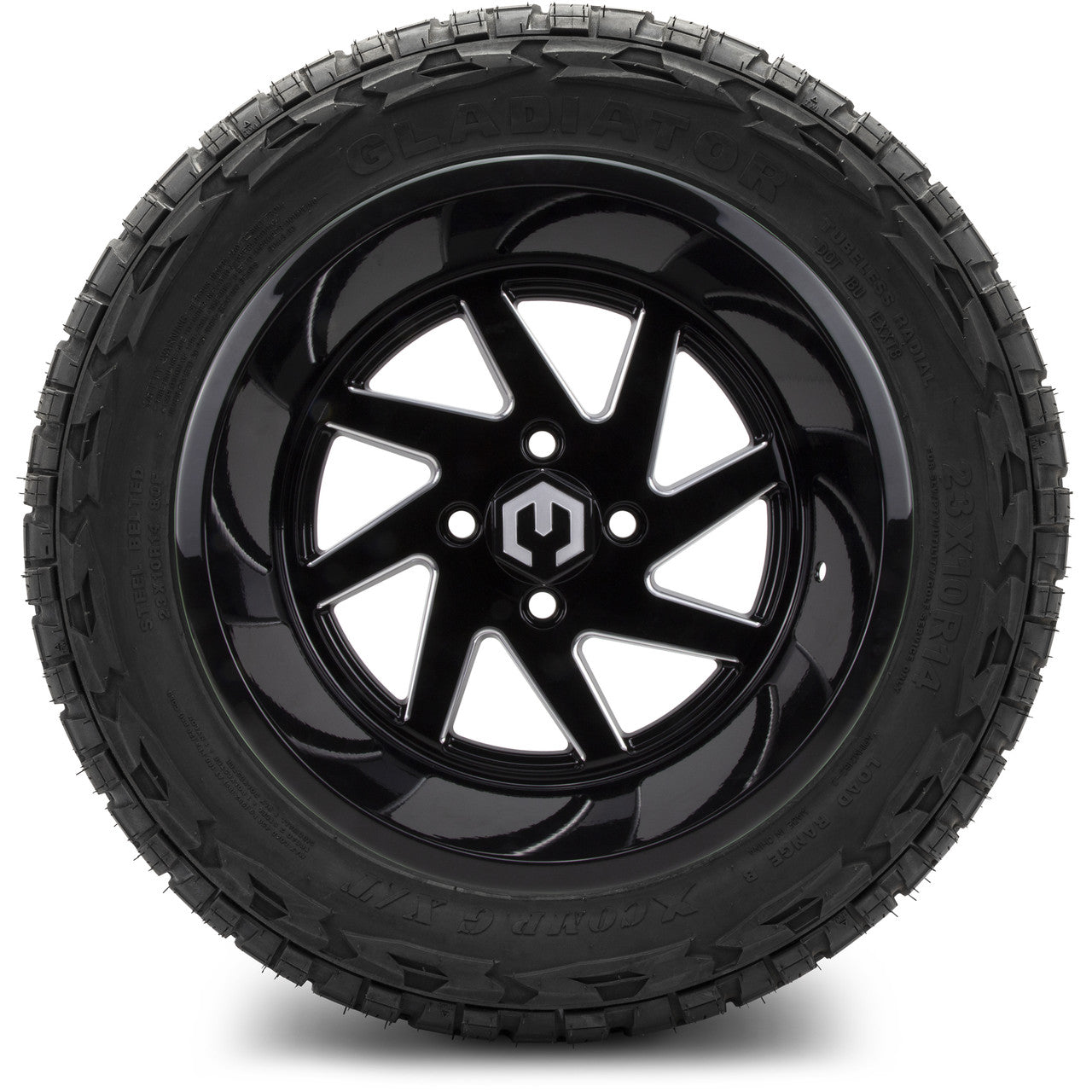 MODZ® 14" Fury Glossy Black with Ball Mill Wheels & Off-Road Tires Combo