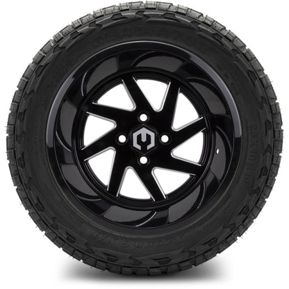 MODZ® 14" Fury Glossy Black with Ball Mill Wheels & Off-Road Tires Combo