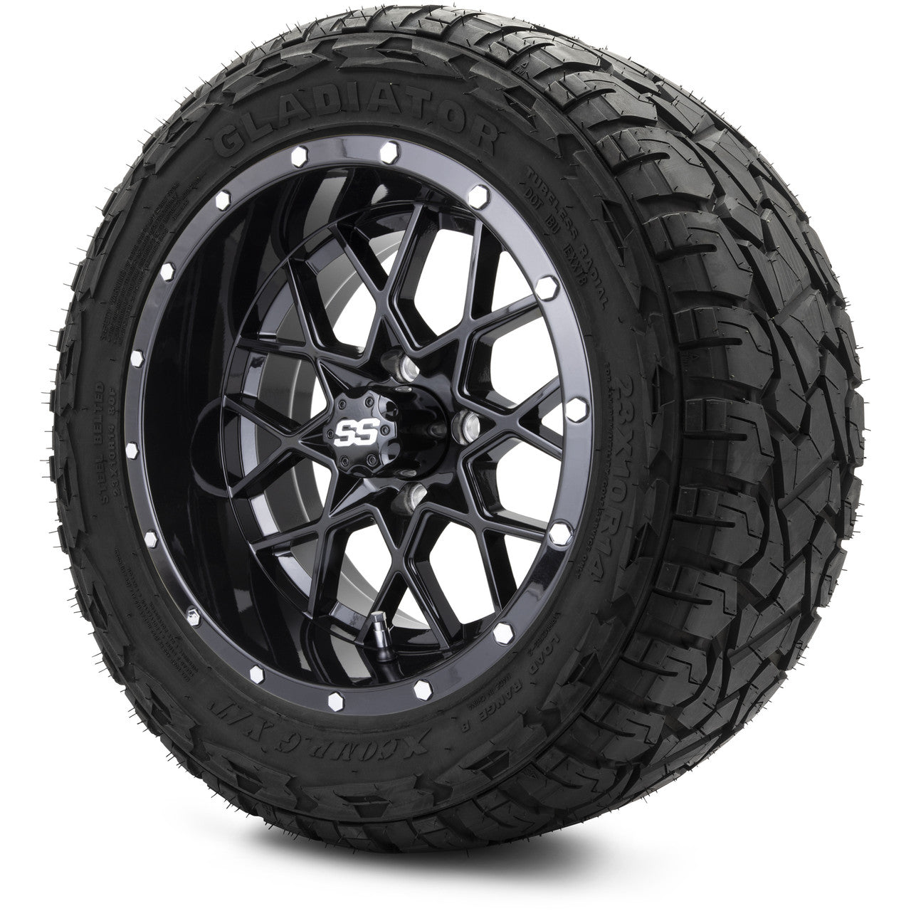 MODZ® 14" Vortex Glossy Black Wheels & Off-Road Tires Combo