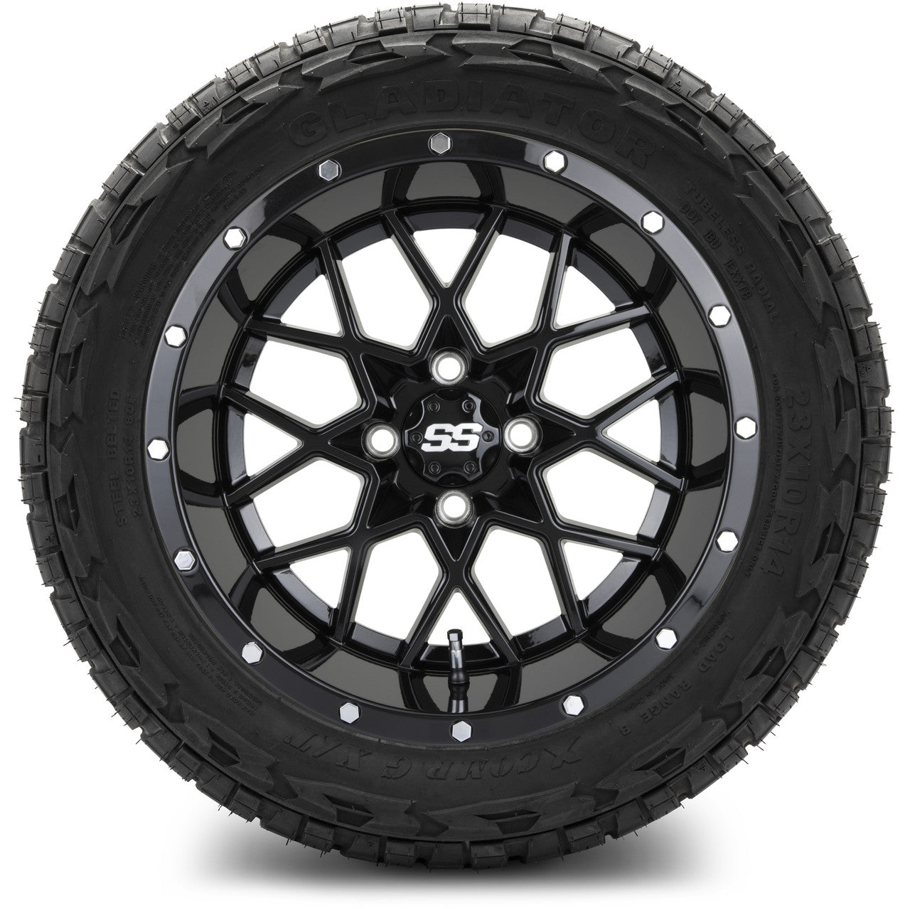 MODZ® 14" Vortex Glossy Black Wheels & Off-Road Tires Combo