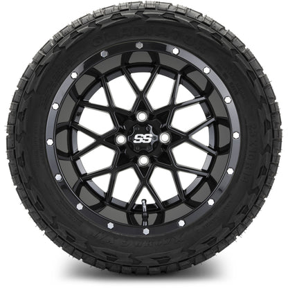 MODZ® 14" Vortex Glossy Black Wheels & Off-Road Tires Combo