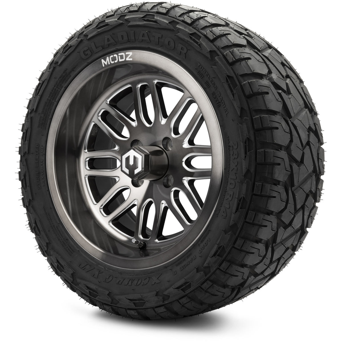 MODZ® 14" Mayhem Brushed Gunmetal with Ball Mill Wheels & Off-Road Tires Combo