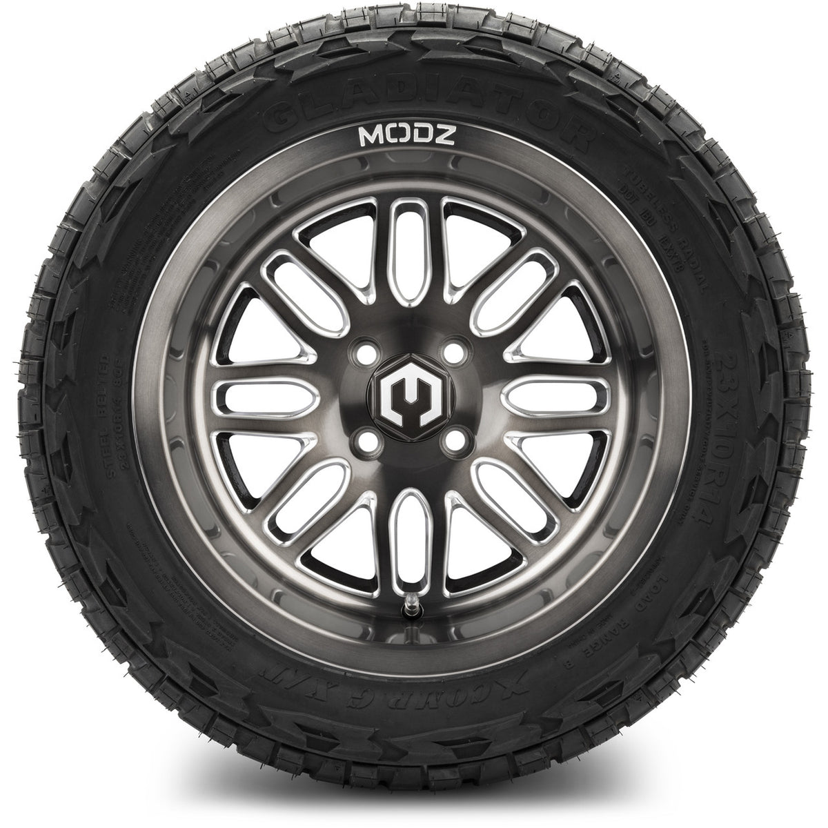 MODZ® 14" Mayhem Brushed Gunmetal with Ball Mill Wheels & Off-Road Tires Combo