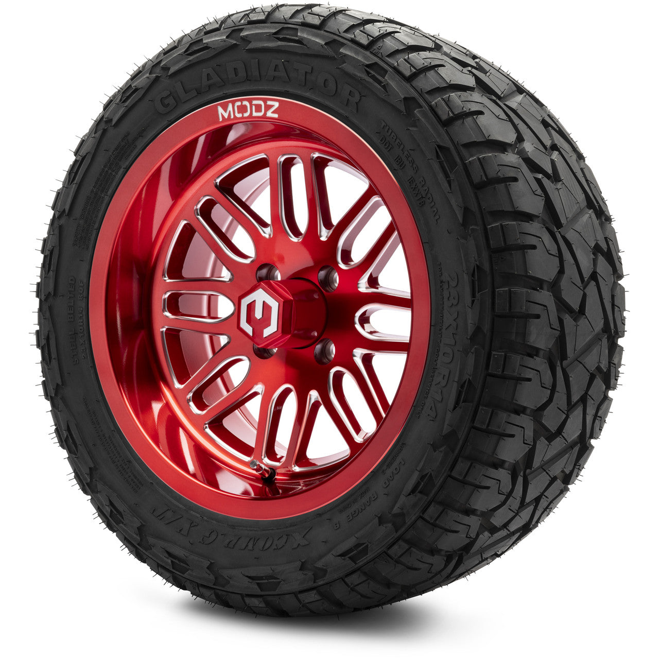 MODZ® 14" Mayhem Brushed Red with Ball Mill Wheels & Off-Road Tires Combo