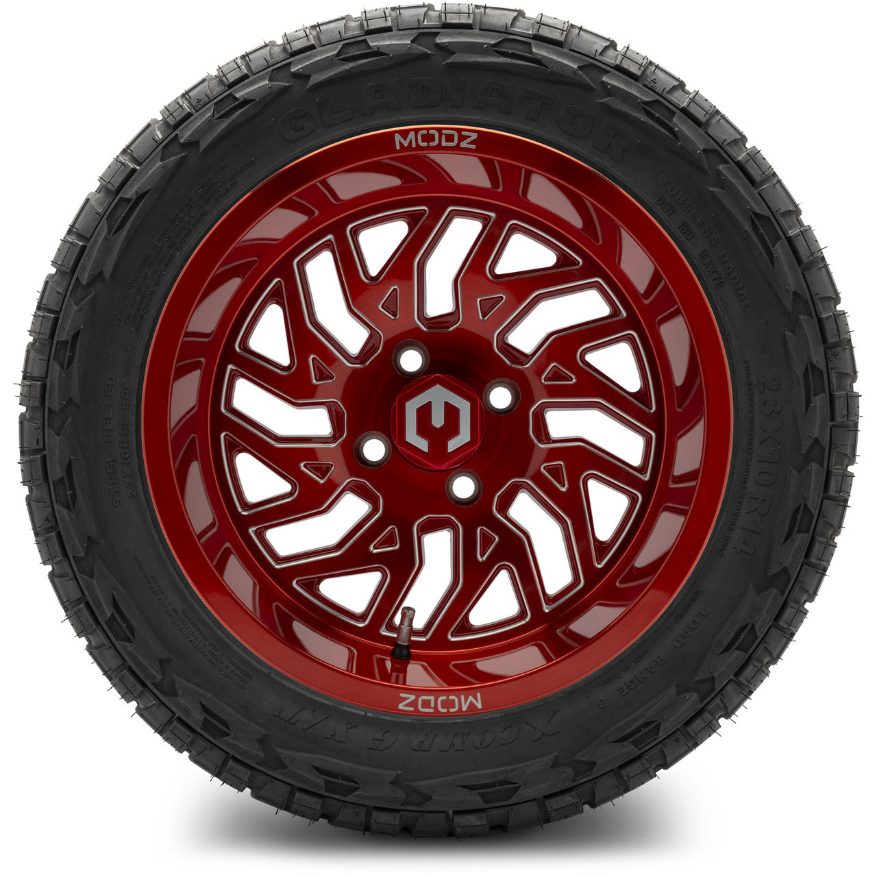 MODZ® 14" Carnage Brushed Red with Ball Mill Wheels & Off-Road Tires Combo