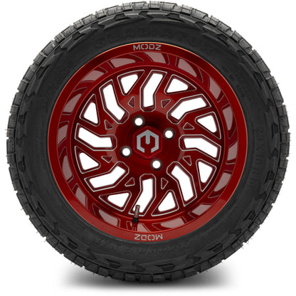 MODZ® 14" Carnage Brushed Red with Ball Mill Wheels & Off-Road Tires Combo