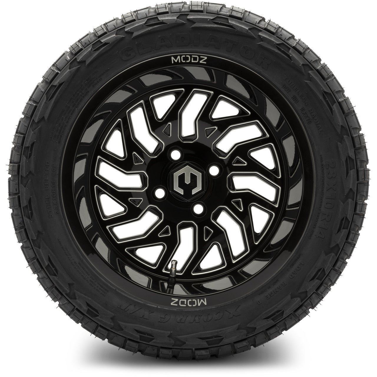MODZ® 14" Carnage Glossy Black with Ball Mill Wheels & Off-Road Tires Combo