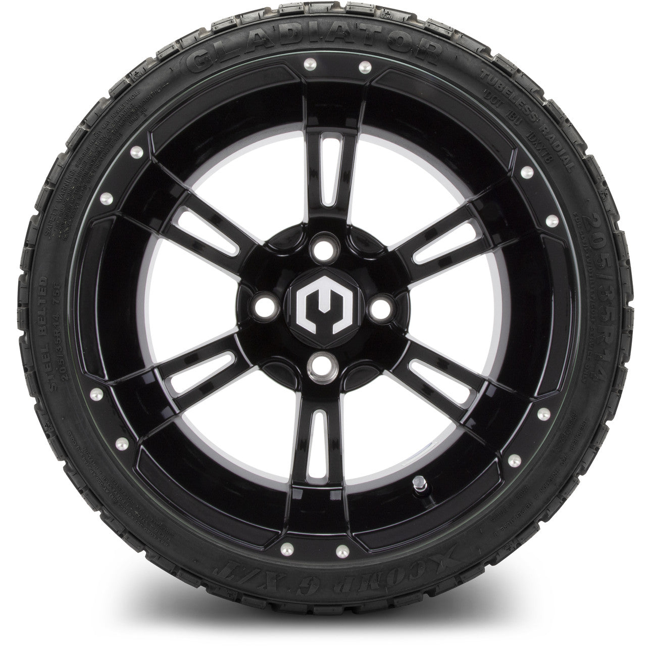 MODZ® 14" Ambush Glossy Black Wheels & Off-Road Tires Combo