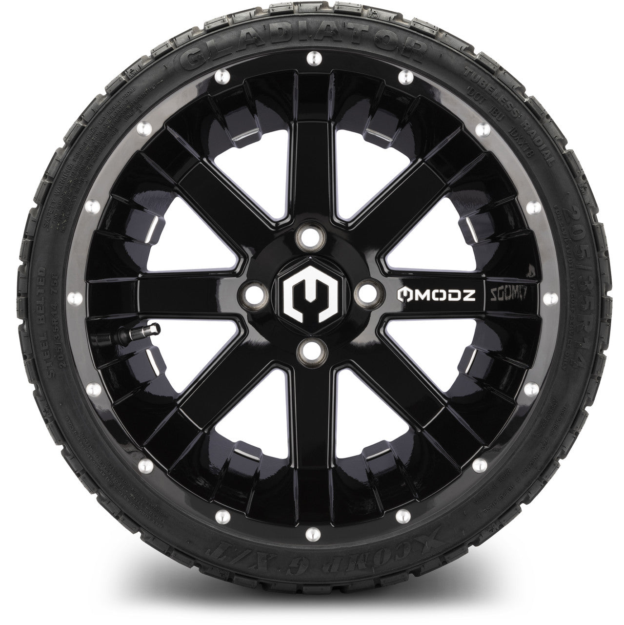 MODZ® 14" Assault Glossy Black with Ball Mill Wheels & Off-Road Tires Combo