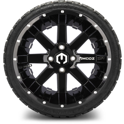 MODZ® 14" Assault Glossy Black with Ball Mill Wheels & Off-Road Tires Combo