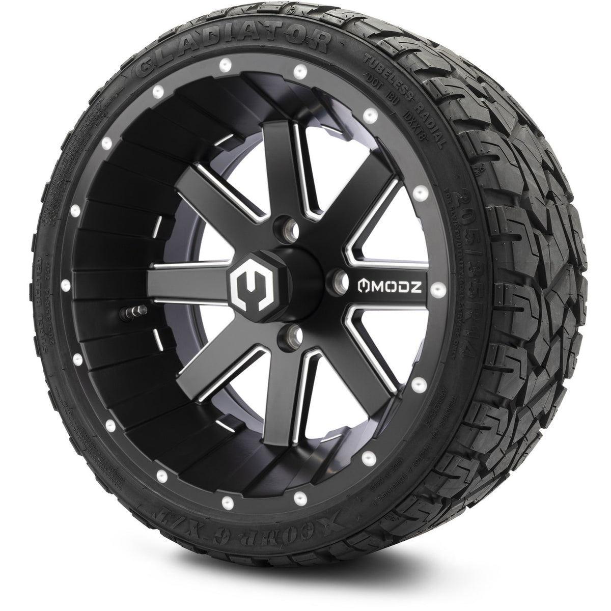 MODZ® 14" Assault Matte Black with Ball Mill Wheels & Off-Road Tires Combo