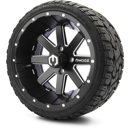 MODZ® 14" Assault Matte Black with Ball Mill Wheels & Off-Road Tires Combo