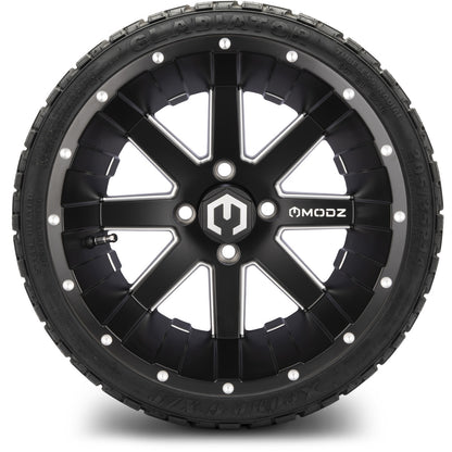 MODZ® 14" Assault Matte Black with Ball Mill Wheels & Off-Road Tires Combo
